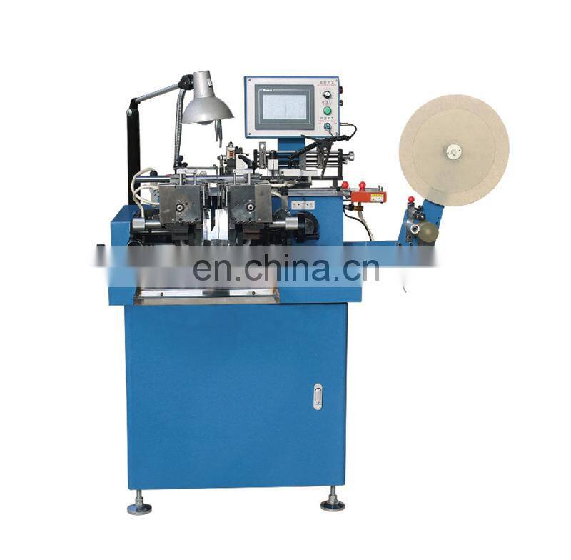 US3000D automatic apparel T shirt weaving label cutting and folding machine with end centre middle triangle fold