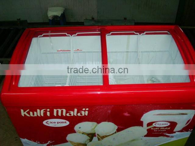 Commercial quick freezing glass top ice cream chest deep freezers
