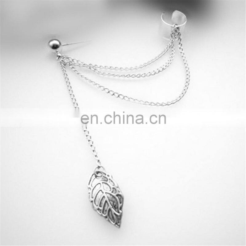 Alloy Ear Clip Leaf Tassel Earrings For Women Gift Ear Cuff Fashion Personality Earrings Jewelry