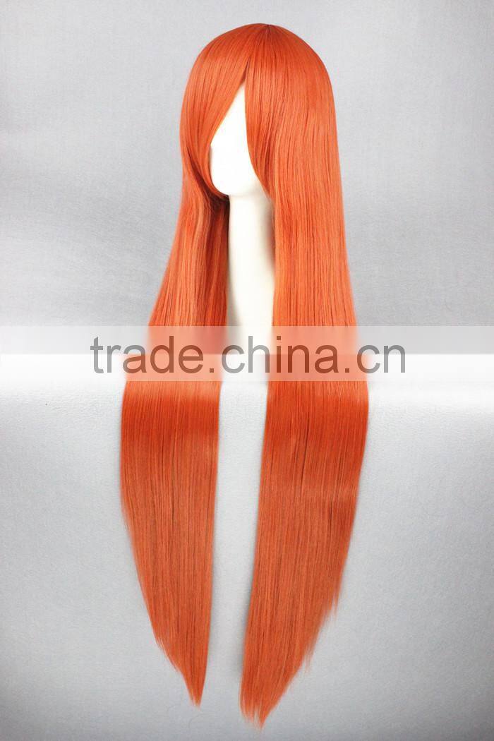 High Quality 100cm Long Orange Cosplay Hair Wig Bleach Synthetic Anime Wig