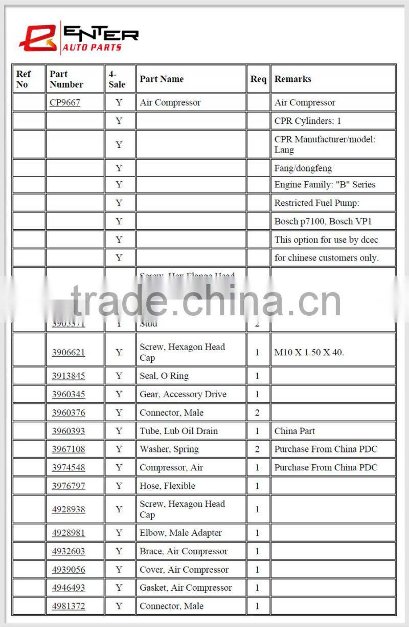 3974548 3509DR10-010 genuine dongfeng 6bt air compressor