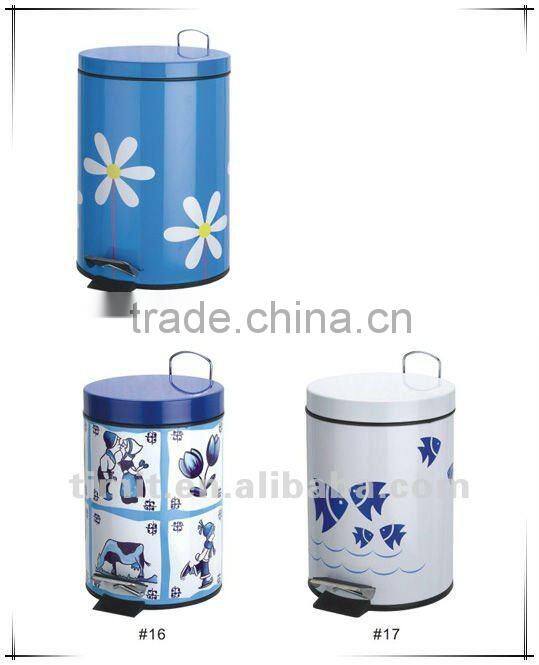 Superior Quality Tinplate Color Printed PP Inner Round Recycling Bin
