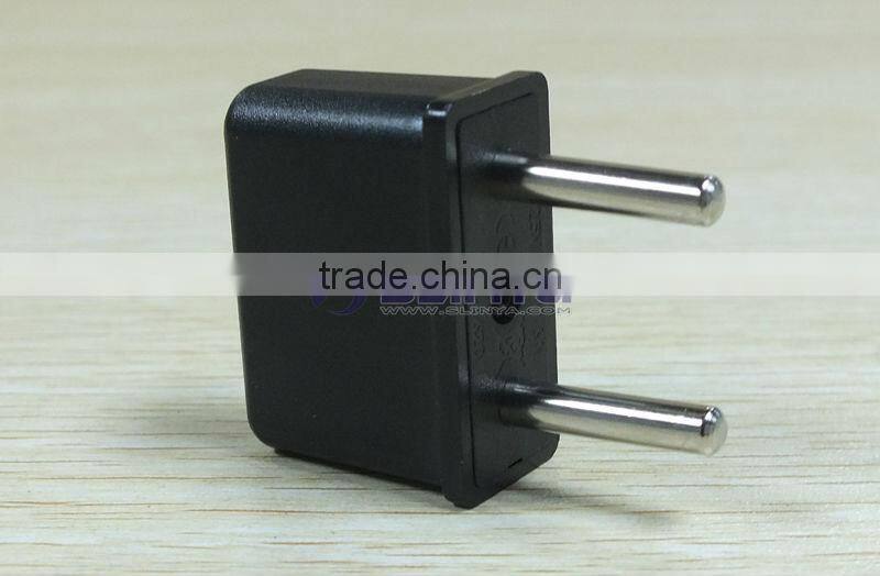 Black Copper US to EU AC Power Plug Travel Converter Adapter