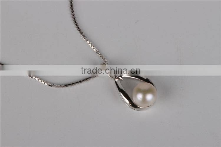 Fashion white gold plated pearl silver necklace 925