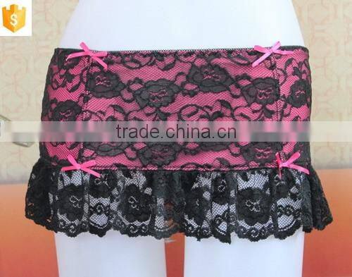 pink sexy lace lady skirt, black lace young girl skirt