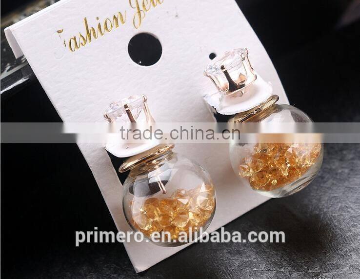 Brand Design jewelry Thick glass beads double pearl stud earring