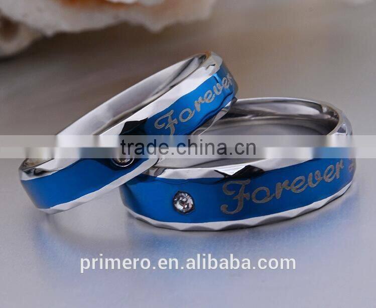 Forever Love Blue Couple Ring Set 316L Stainless Steel Jewelry His and Hers Matching Engagement Ring New Model Wedding Band