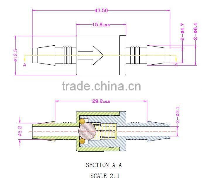 3/16" PP Viton safety relief check valves SRV1603CVL-5
