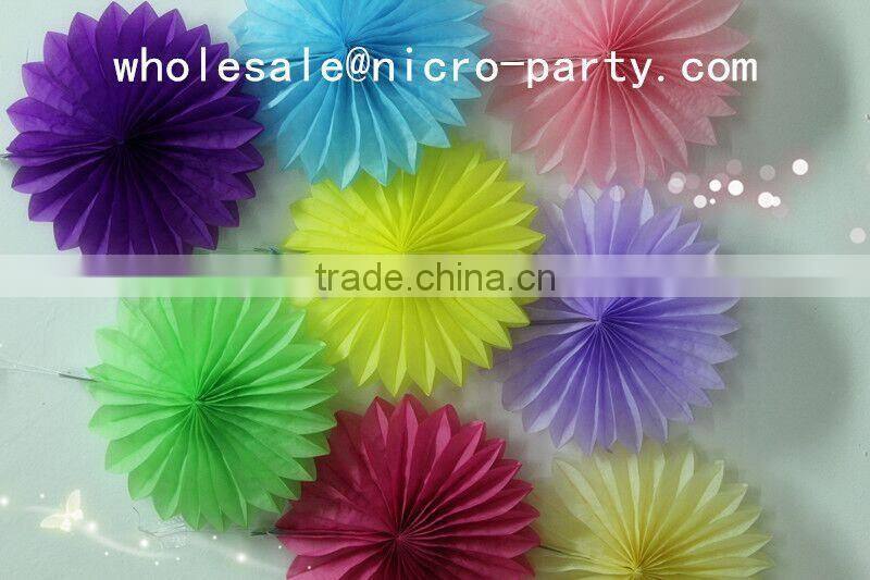 handmade hanging party wedding decorations paper fan,round tissue paper fan