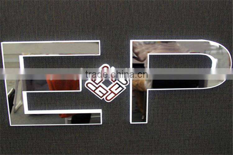 hotel room mirror stainless steel crystal backlit outdoor logo sign