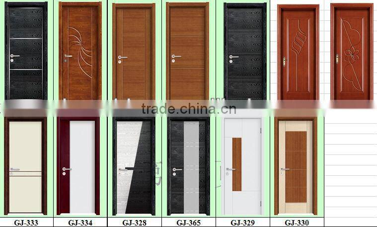 solid wooden Interior classic mdf veneer glass door