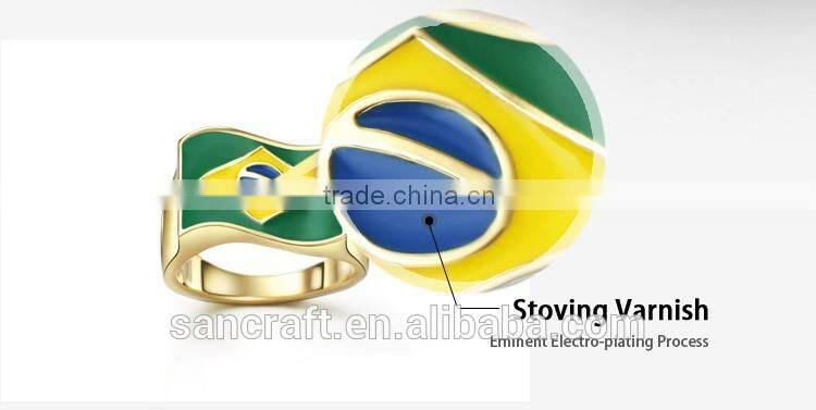 2016 Brazil Rio Olympic Games gift 14k gold plated ring jewelry with flag style