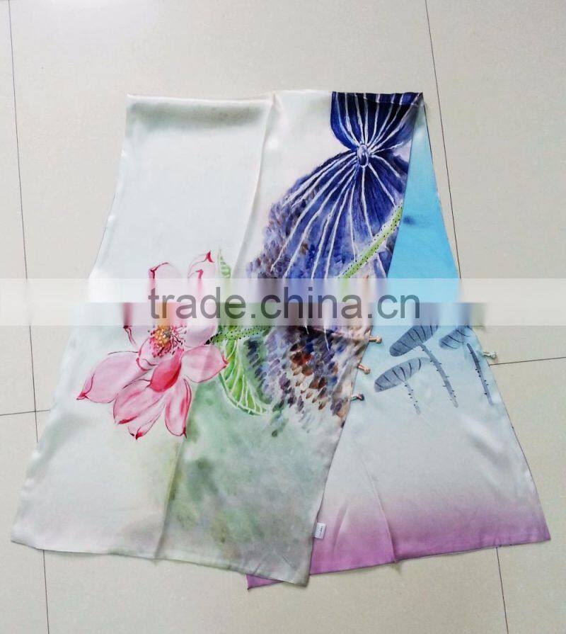 silk scarf with digital printing on double layer