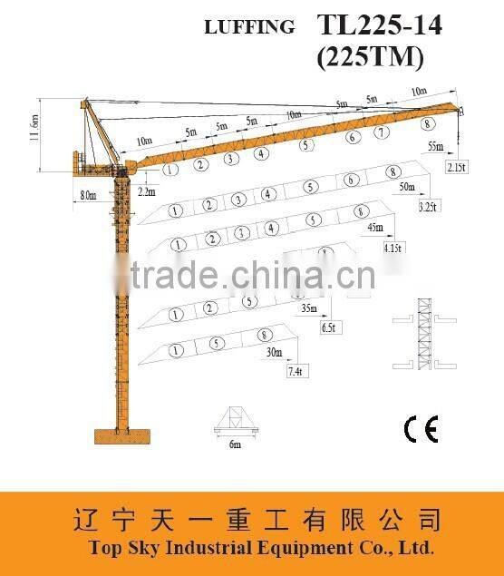 TL225-14t Type Luffing Jib Tower Crane