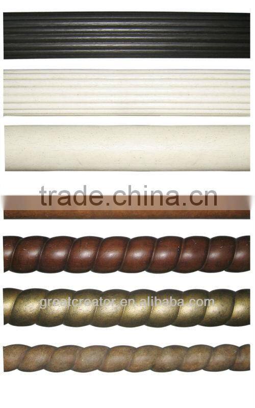 High Quality 2"Dia (50MM) Gold Round Reeded Wooden Curtain Rods (Poles); Accessories; Window Drapery Hardwares