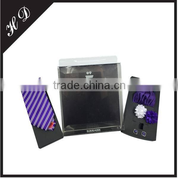 PVC Necktie Cufflink Flower Brooch Set Gift Box