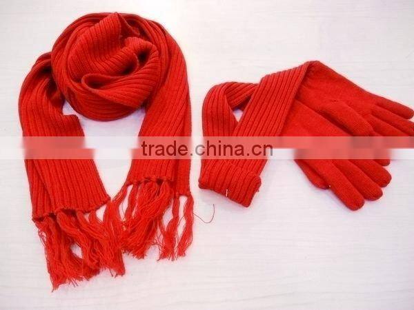fashion acrylic gloves scarf set