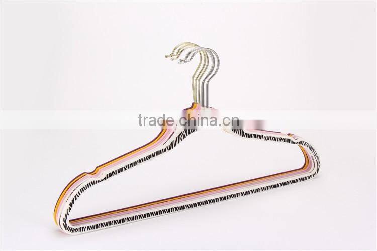 thin velvet plastic hanger with logo