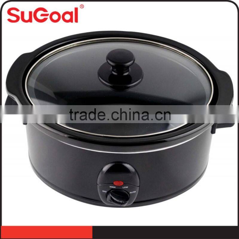 3.5L black outer SS ceramic slow cooker for France market