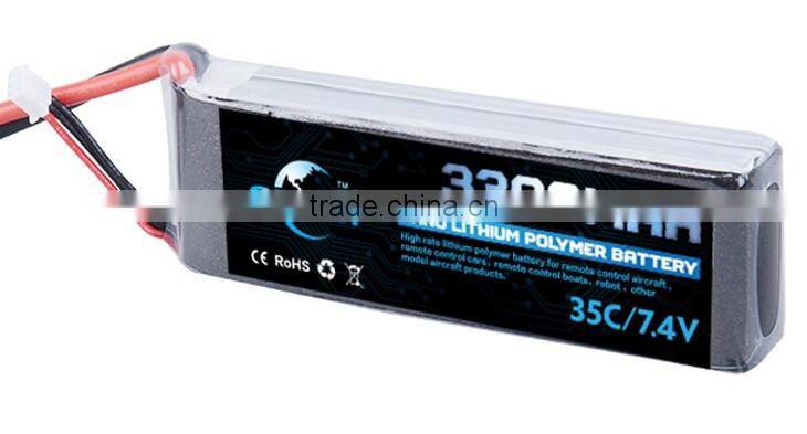 Lipo battery 7.4v 35c 3300mah 2s for RC quadcopter