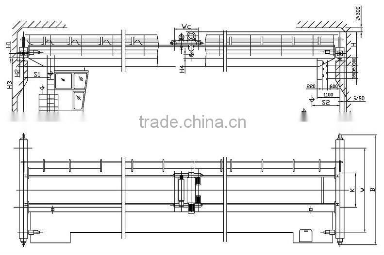 Double girder 50ton overhead crane electric hoist 50ton overhead crane
