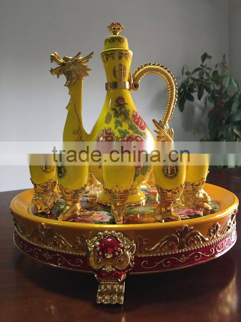 12 zodiac yellow ceramic wine cups,artistic ceramic cup