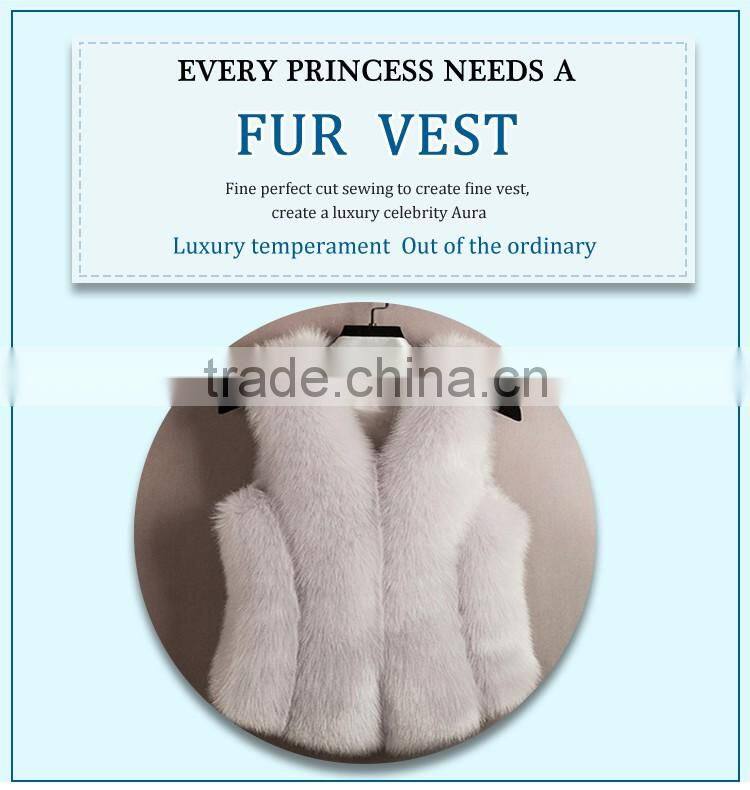 lady v-neck pink faux fur gilet