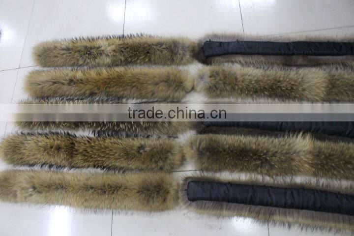 Wholesale natural Raccoon Fur Collar Coat Detachable /Scarf 80cm*17cm
