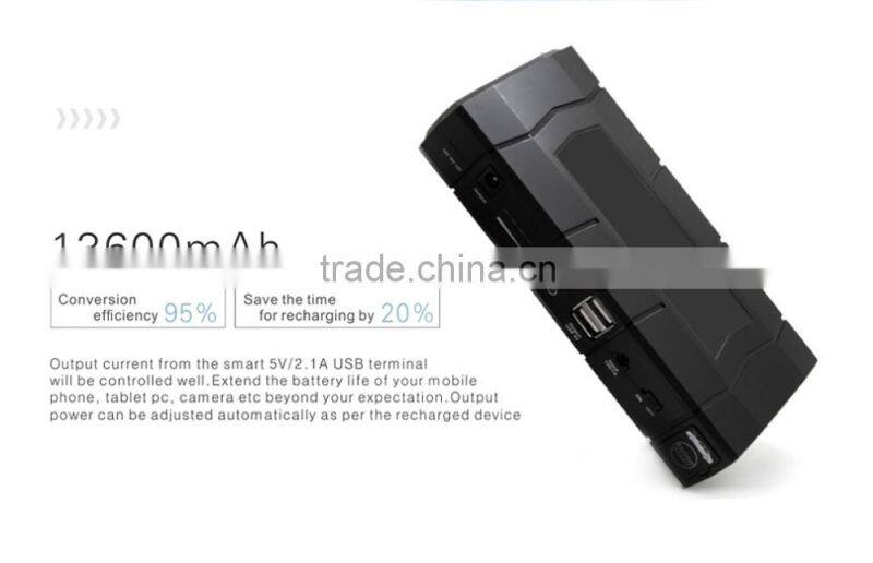 2016 new selling good design 13600mAh car jump starter power bank