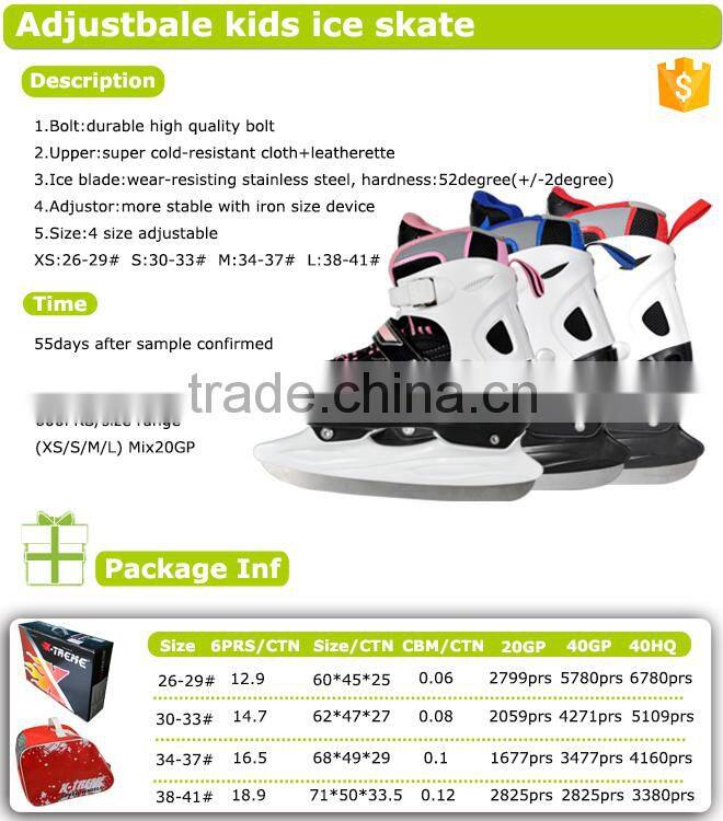 Fast-speed new ice hockey , durable adjustable ice skate for kids , ice hockey with quality ice blade
