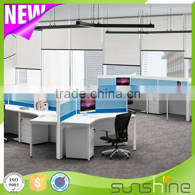 KU-TK6 120 Degree Office Table Top Workstations Office Furniture Clover Shape