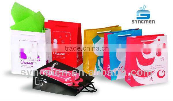 Colorful and Popular Christmas Paper Shopping Gift Bag