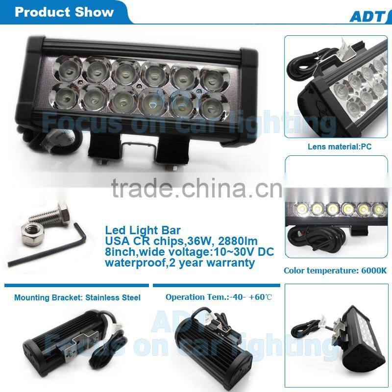 8Inch 36W CR-EE LED Work Light Flood Lamp Bar Driving Offroad 12-30V ATV SUV
