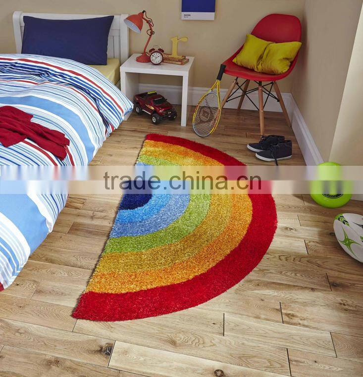 Kids round rainbow bright fun and perfectly sized hand tufted rug for living room