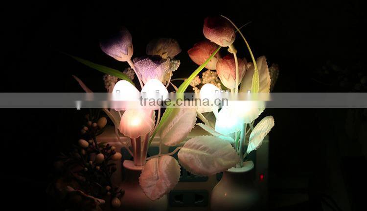 Sensor Night Light Flower LED Lamp EU/US Plug Romantic Colorful Home Decor