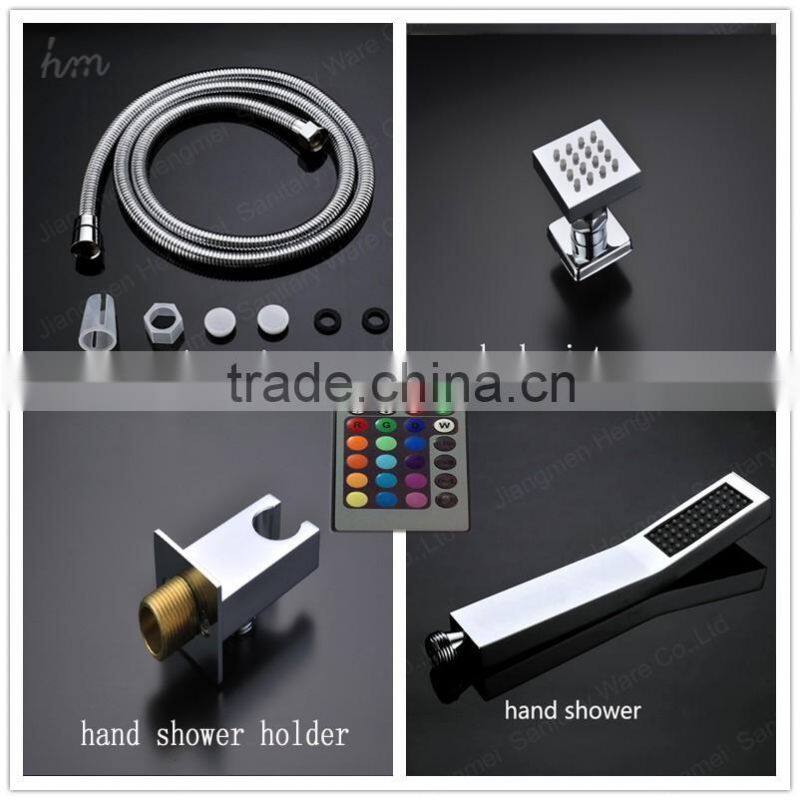 hidden mounted bath shower mixer led/rain shower faucet set for accessories with hand help shower head