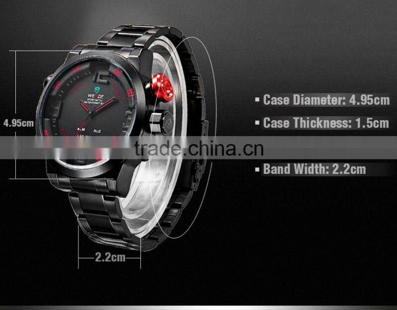 WEIDE 2309B New Arrival 2015 Full Stainless Steel Big Dial, led brand men wrist watch