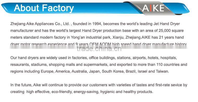 wall mounted polished stainless steel jet hand dryer