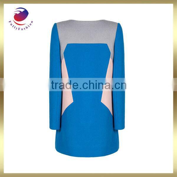 women wool coat blue long fashion winter coat