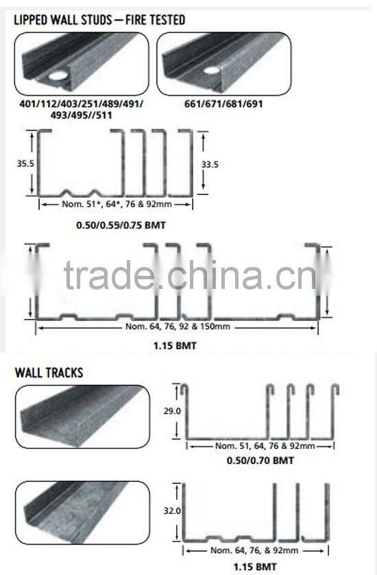 Light steel keel for drywall steel framing /metal stud & track