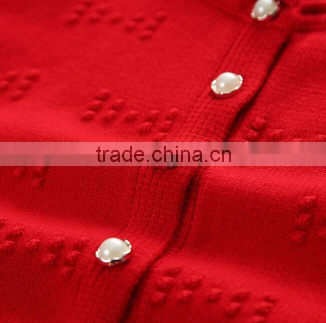 New design cardigan computer knitted sweater lace hem for big Girls