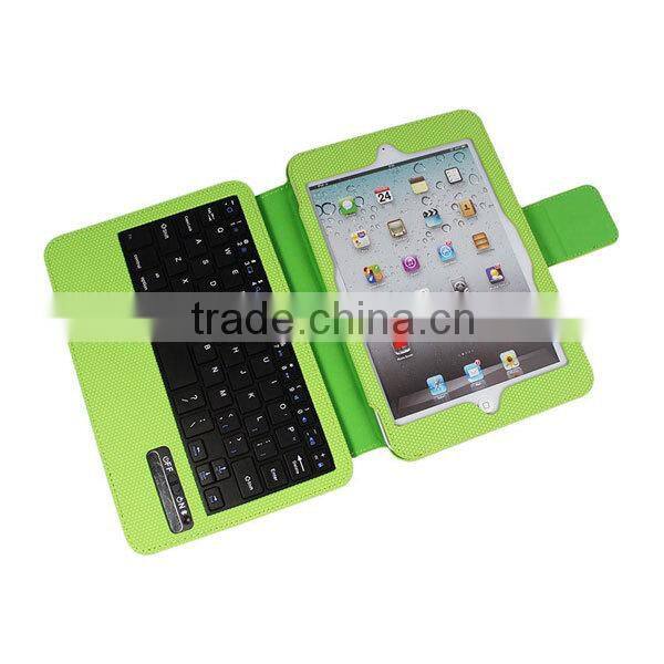 For ipad mini leather case bluetooth keyboard with supporter