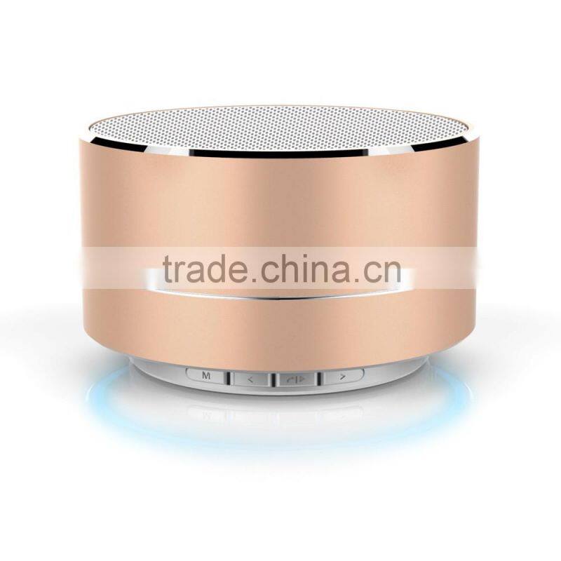 2016 New products A10 Promotional Portable Wireless Aluminum Mini Round Led Light Bluetooth Speaker Music Player