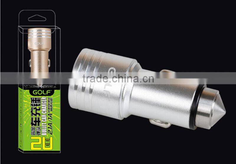 High Quality 100% Metal quick charge 2.0 car charger promotional gifts Metal Aluminum 2.1A universal quick charge