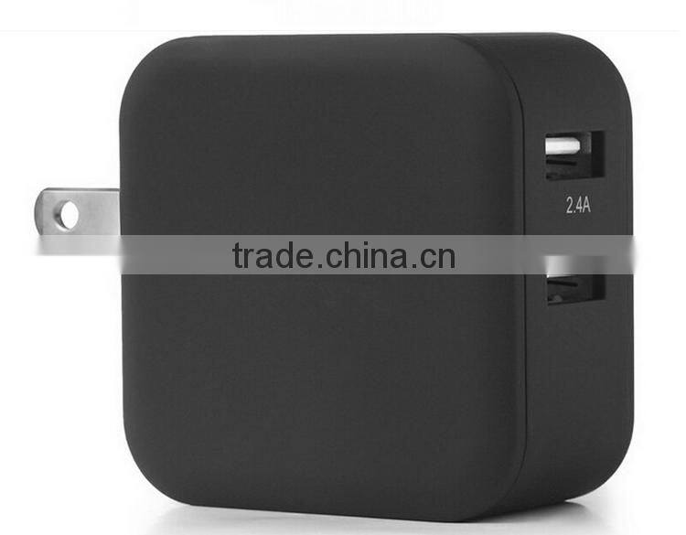wholesale US Plug white and black 2.4A+2.4A Dual USB Wall Charger for iPhone Samsung and smartphone