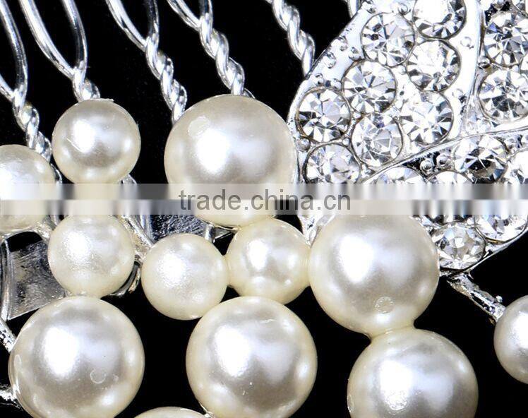 Fashion Wedding Bridal Bride Rhinestone Pearl Hair Comb Accessories Jewelry Head Piece Hair Pins 2016