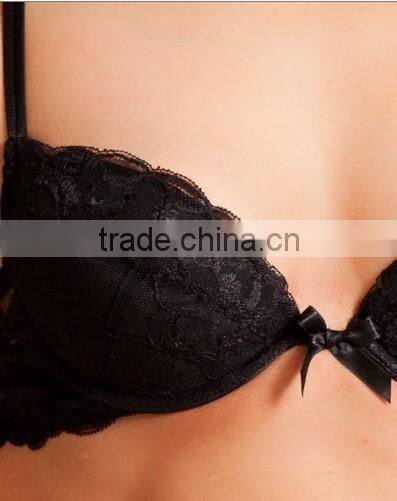 new style sexy yong lady black padded pretty lace bra