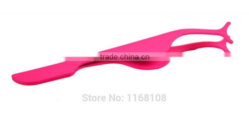 Hot Sale Practical Plastic False Eyelashes Extension Applicator Remover Clip Tweezer Nipper Tool Pink