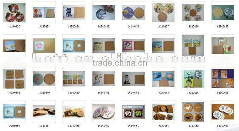 colorful promotion cork coaster custom mdf cork coaster wholesale