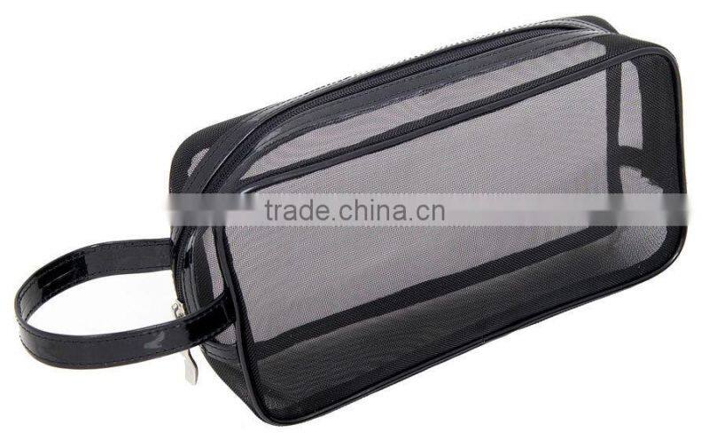 Black nylon Mesh Makeup Bag
